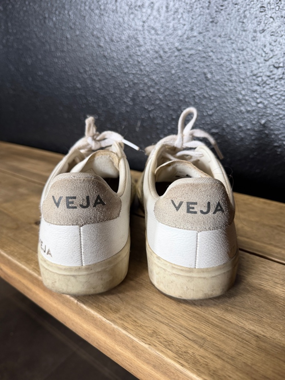 Veja Women's Cream-White Leather Sneakers with Suede V - Picture 3 of 5